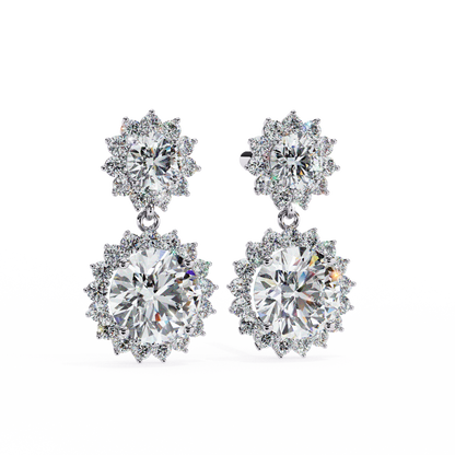 Petal Drape – Round Lab Diamond Vine Stud Earrings in 14K Gold