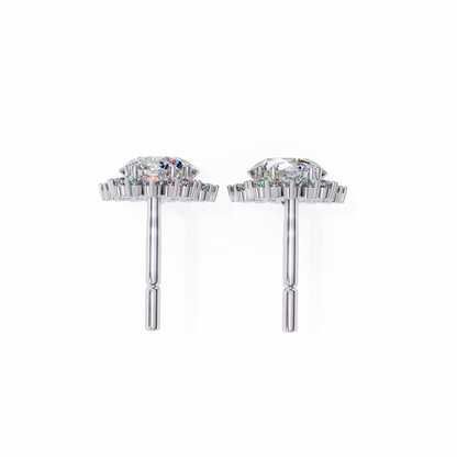Petal Drape – Round Lab Diamond Vine Stud Earrings in 14K Gold