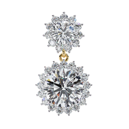 Petal Drape – Round Diamond Vine Stud Earrings in 14K Gold