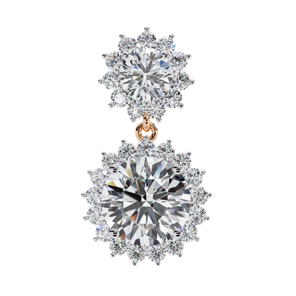 Petal Drape – Round Lab Diamond Vine Stud Earrings in 14K Gold
