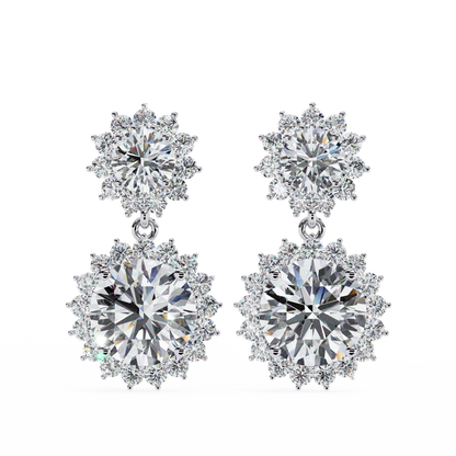 Petal Drape – Round Diamond Vine Stud Earrings in 14K Gold