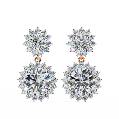 Petal Drape – Round Diamond Vine Stud Earrings in 14K Gold