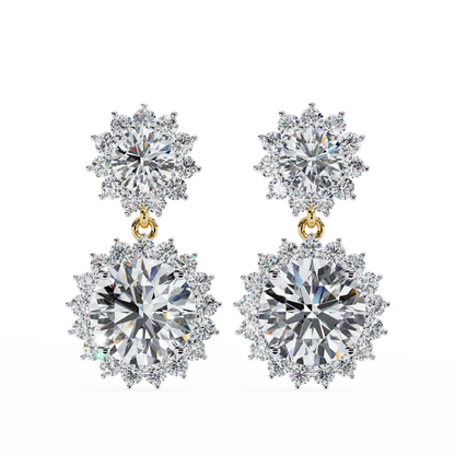 Petal Drape – Round Lab Diamond Vine Stud Earrings in 14K Gold