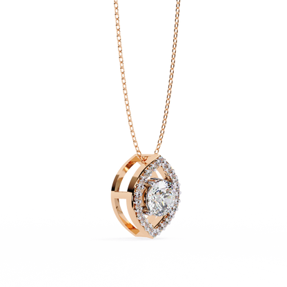 Halo Glint – Round Lab Diamond Chain Pendant