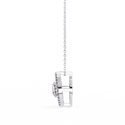 Halo Glint – Round Lab Diamond Chain Pendant