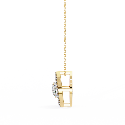 Halo Glint – Round Lab Diamond Chain Pendant