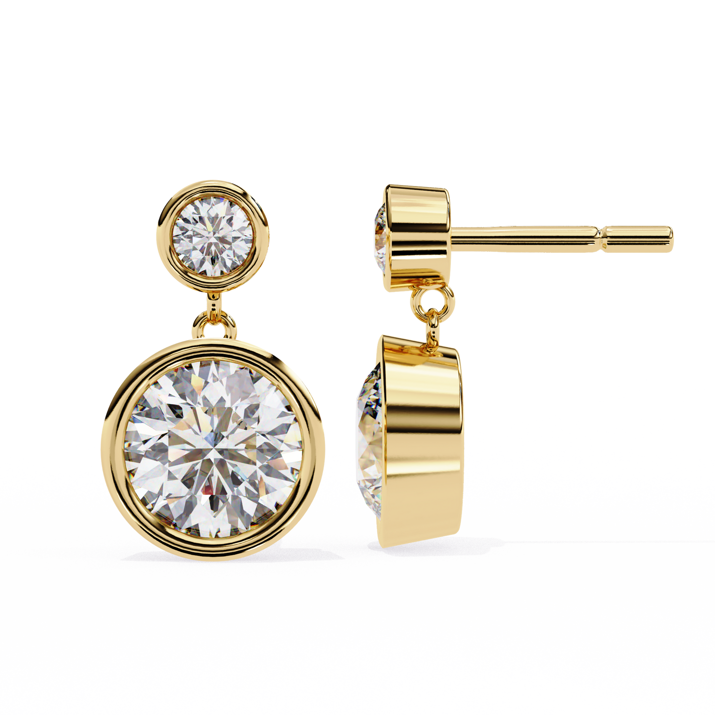 Moonbeam Duo – Round Diamond Twin Stud Earrings