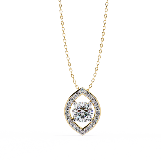 Halo Glint – Round Lab Diamond Chain Pendant