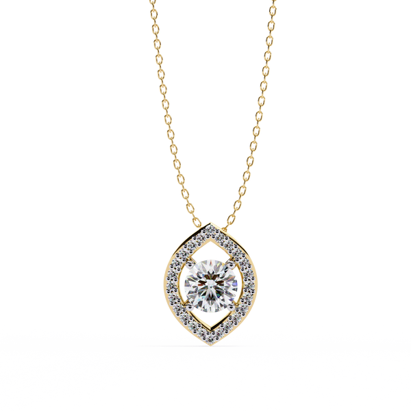 Halo Glint – Round Diamond Chain Pendant