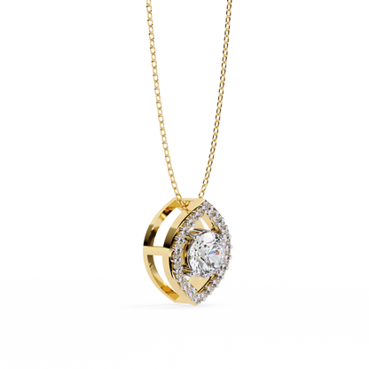 Halo Glint – Round Lab Diamond Chain Pendant