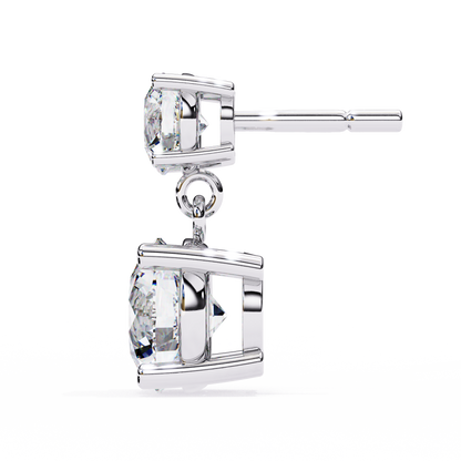 Solar Bloom – Round Lab Diamond Double Halo Drop Earrings