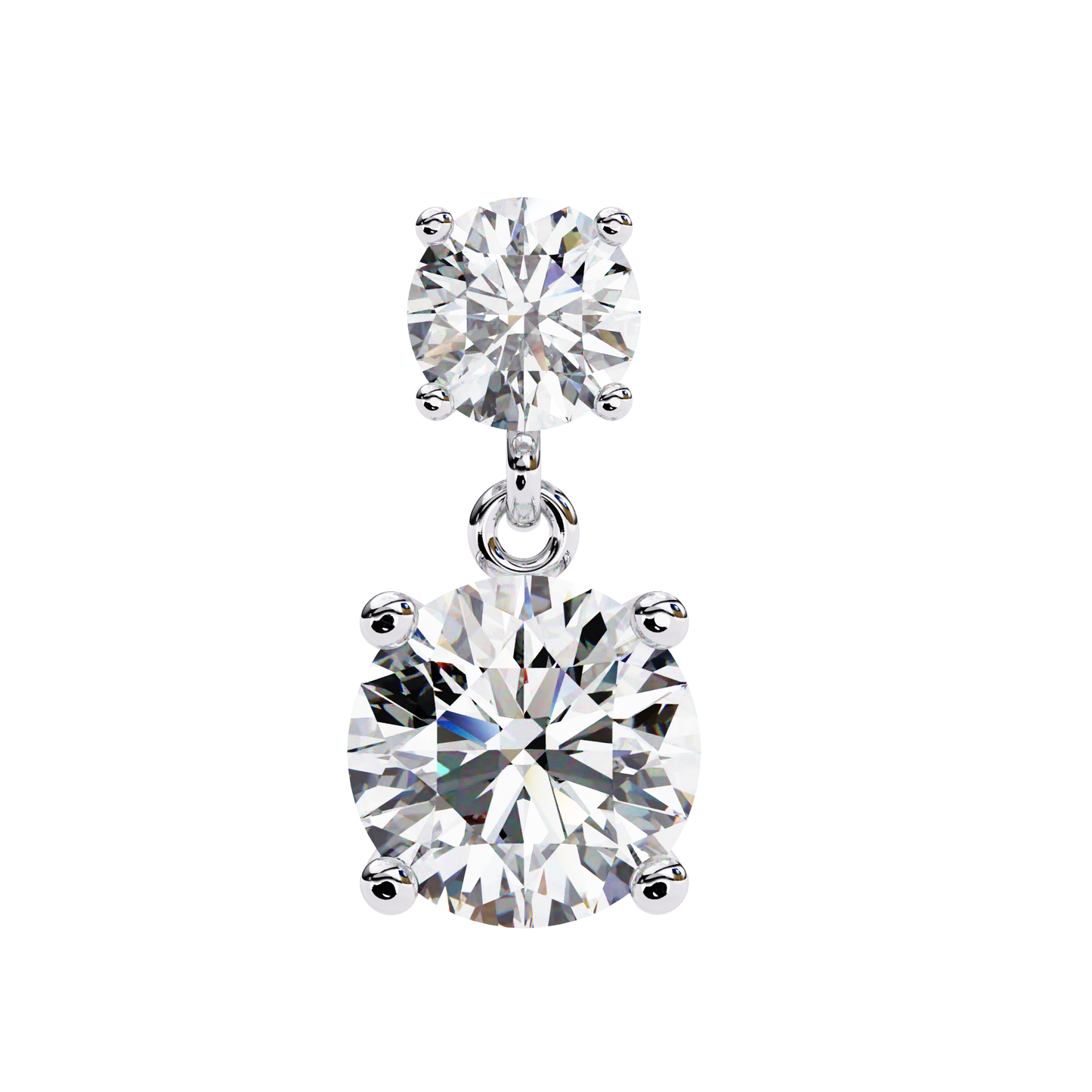 Solar Bloom – Round Lab Diamond Double Halo Drop Earrings