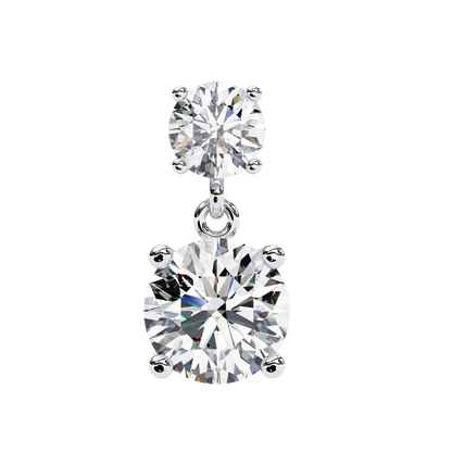 Solar Bloom – Round Lab Diamond Double Halo Drop Earrings