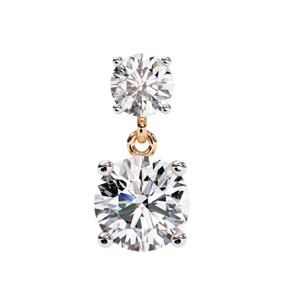Solar Bloom – Round Lab Diamond Double Halo Drop Earrings