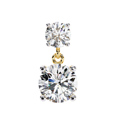 Solar Bloom – Round Lab Diamond Double Halo Drop Earrings