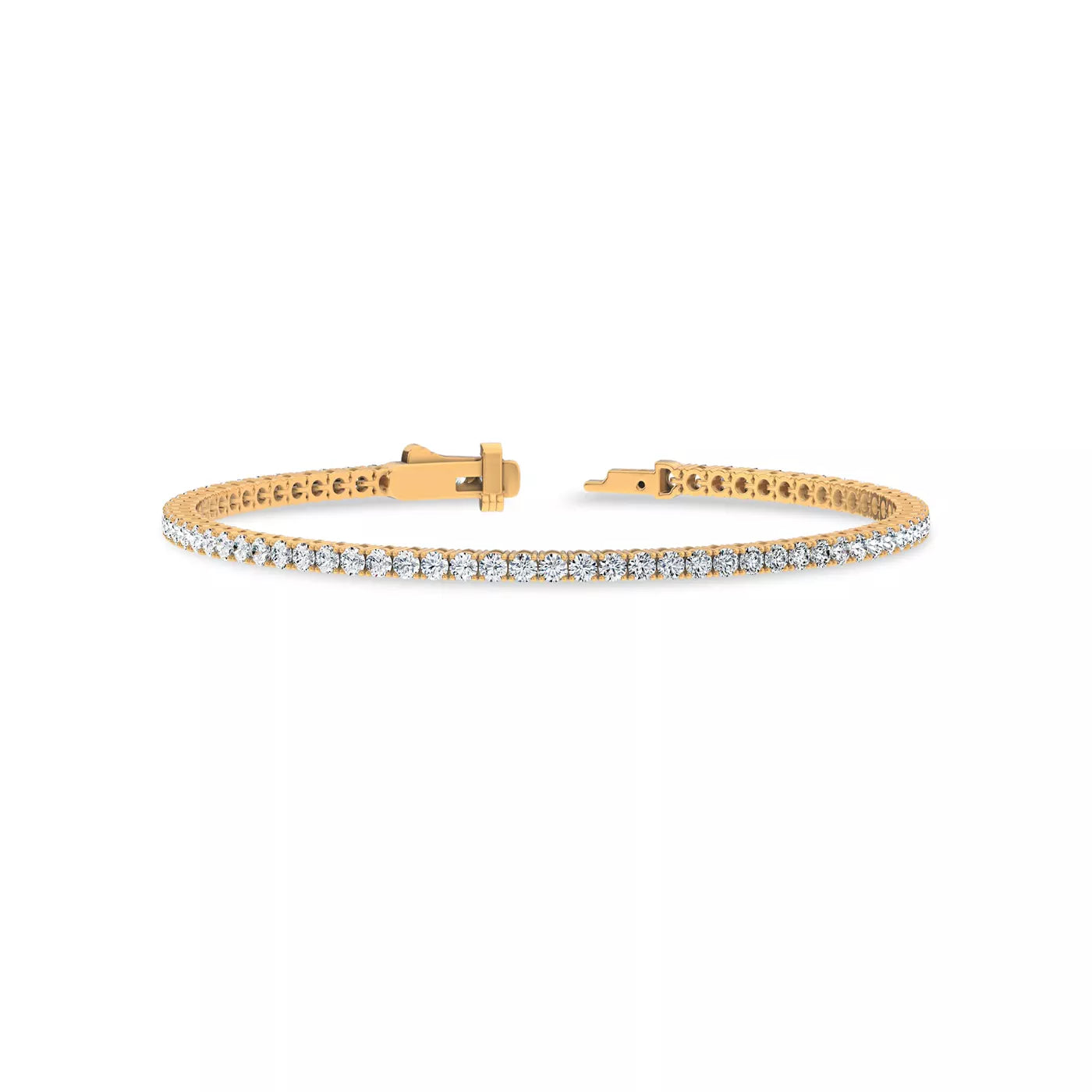 Nuit D’Or 2 CTW Natural Diamond Four-Prong Straight Tennis Bracelet in yellow gold, view 2