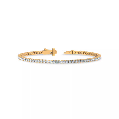 Nuit D’Or 2 CTW Natural Diamond Four-Prong Straight Tennis Bracelet in yellow gold, view 2