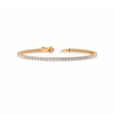 Nuit D’Or 3 CTW Natural Diamond Four-Prong Straight Tennis Bracelet in yellow gold, view 2