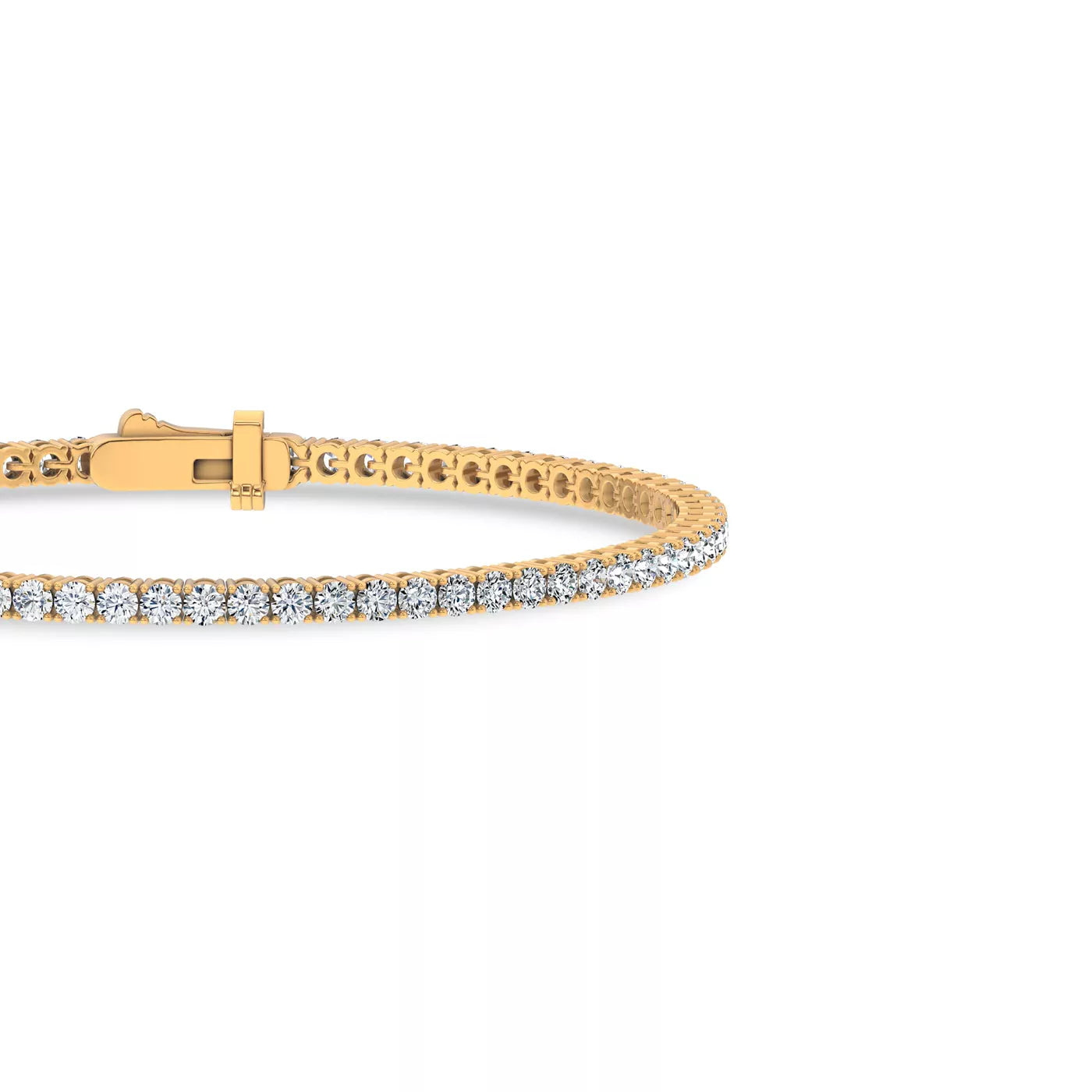 Nuit D’Or 3 CTW Natural Diamond Four-Prong Straight Tennis Bracelet in yellow gold, view 3