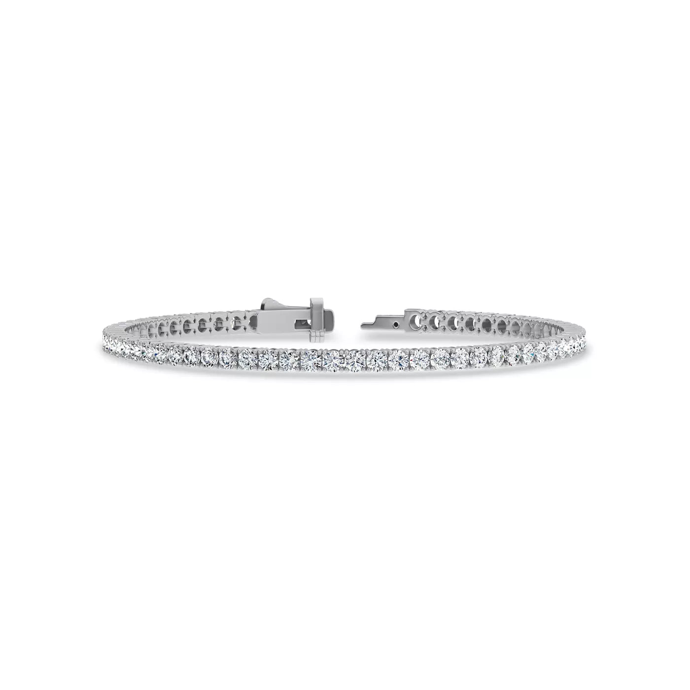 Nuit D’Or 4 CTW Natural Diamond Four-Prong Straight Tennis Bracelet in white gold, view 2