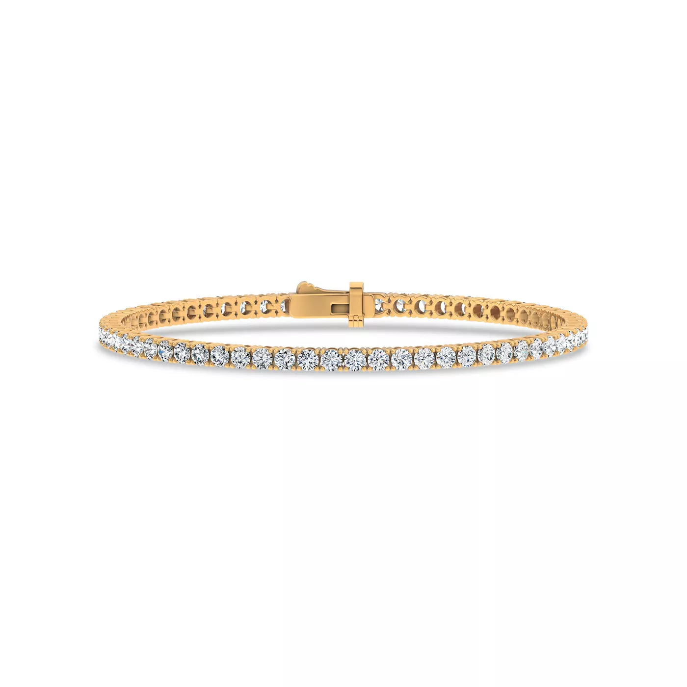 Nuit D’Or 4 CTW Natural Diamond Four-Prong Straight Tennis Bracelet in yellow gold, view 1
