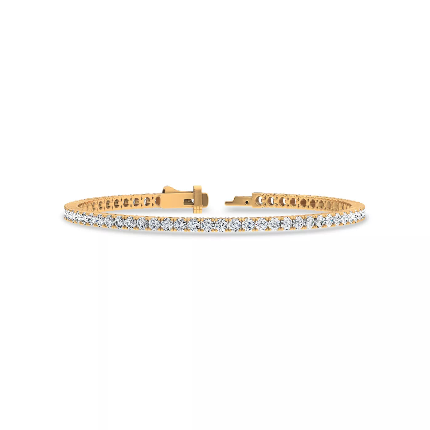 Nuit D’Or 4 CTW Natural Diamond Four-Prong Straight Tennis Bracelet in yellow gold, view 2