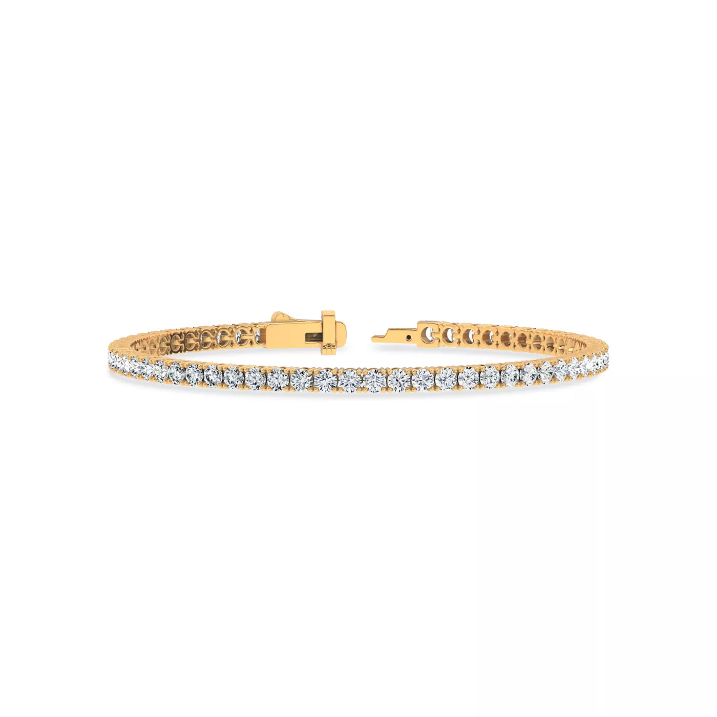Nuit D’Or 5 CTW Natural Diamond Four-Prong Straight Tennis Bracelet in yellow gold, view 2