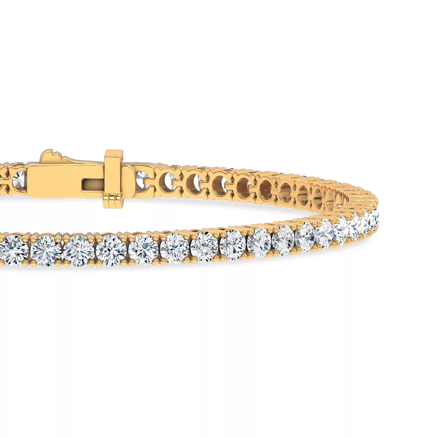 Nuit D’Or 5 CTW Natural Diamond Four-Prong Straight Tennis Bracelet in yellow gold, view 3