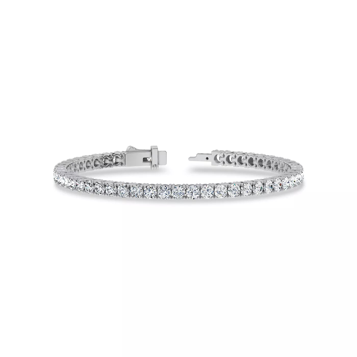 Nuit D’Or 7 CTW Natural Diamond Four-Prong Straight Tennis Bracelet in white gold, view 2