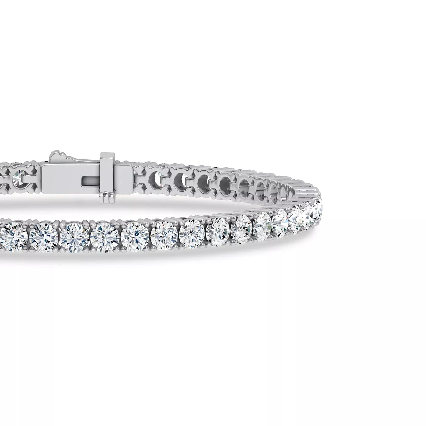 Nuit D’Or 7 CTW Natural Diamond Four-Prong Straight Tennis Bracelet in white gold, view 3