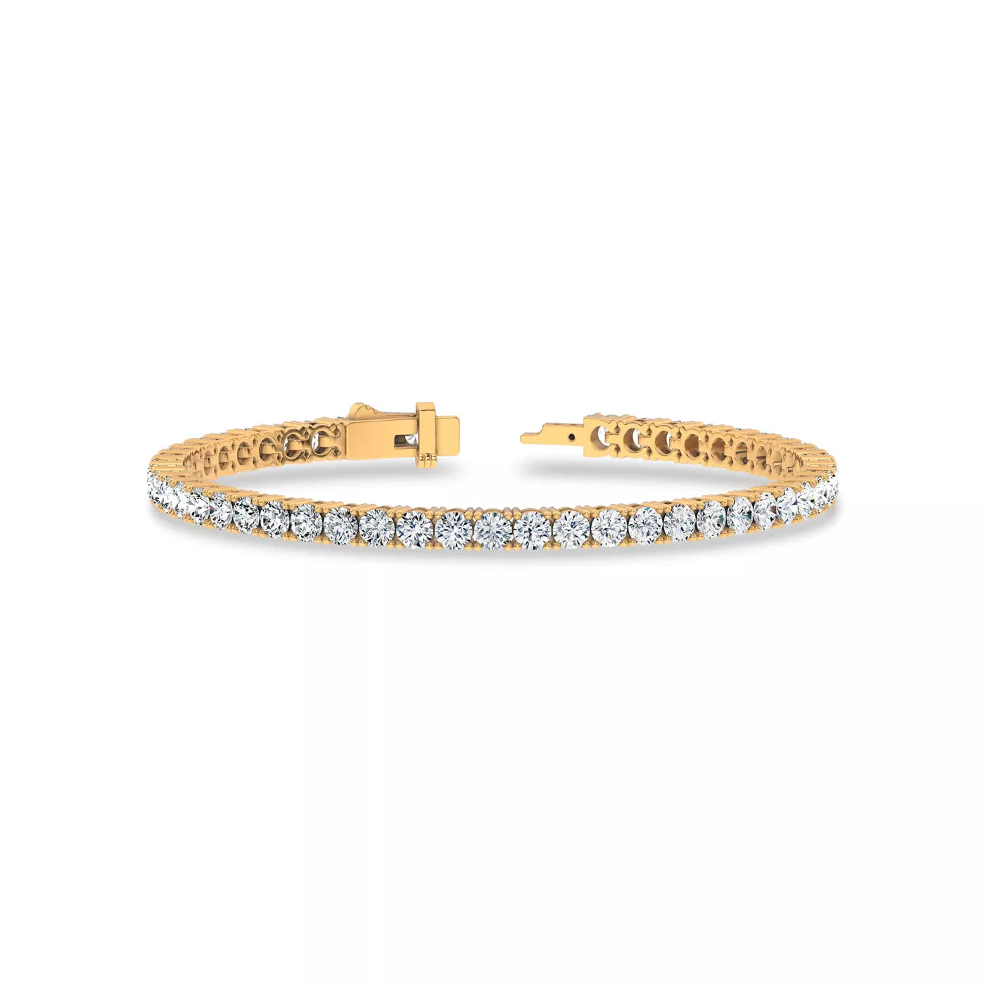 Nuit D’Or 7 CTW Natural Diamond Four-Prong Straight Tennis Bracelet in yellow gold, view 2