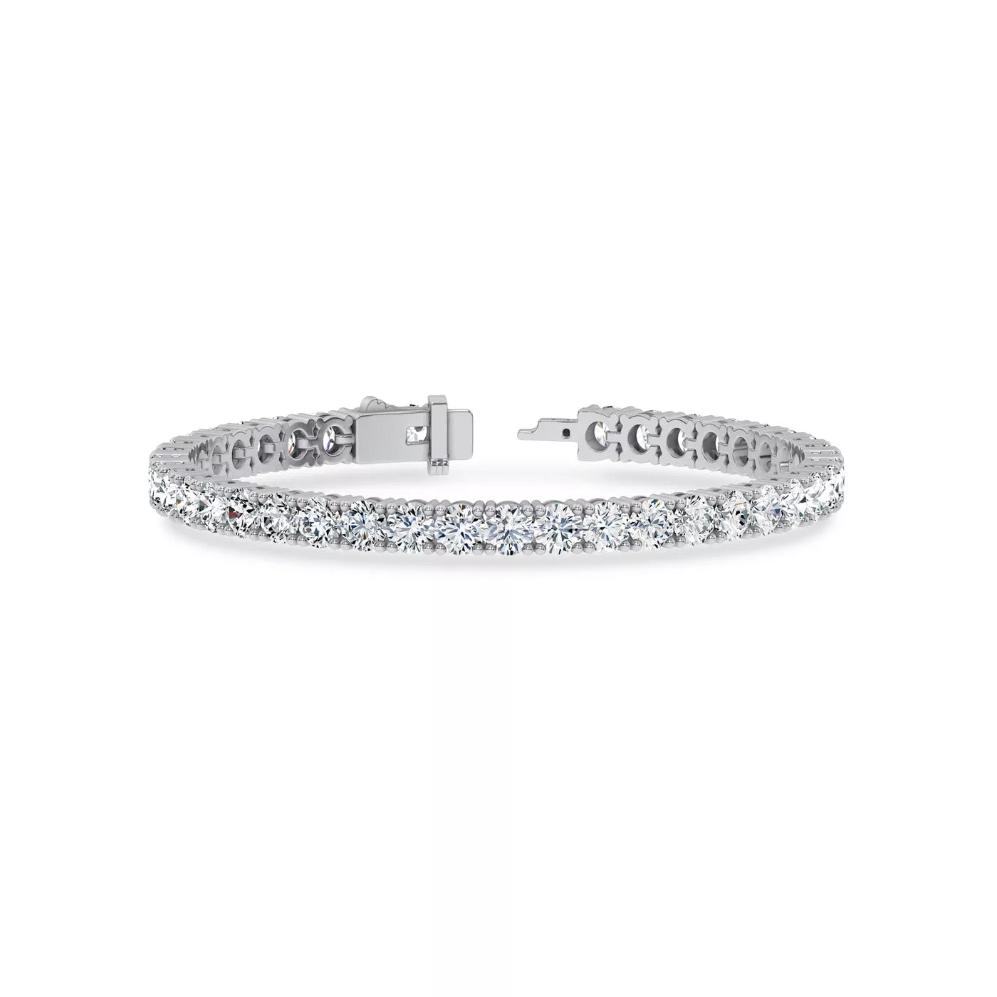Nuit D’Or 10 CTW Natural Diamond Four-Prong Straight Tennis Bracelet in white gold, view 2