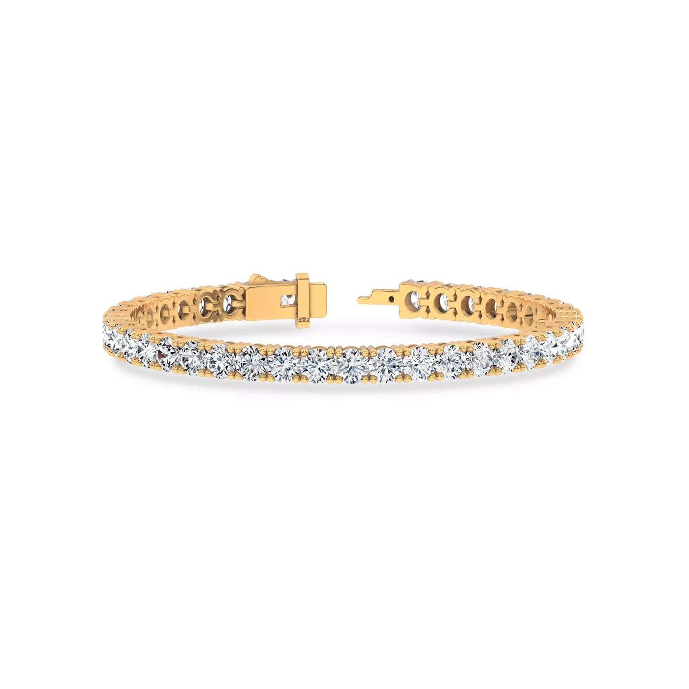 Nuit D’Or 10 CTW Natural Diamond Four-Prong Straight Tennis Bracelet in yellow gold, view 2
