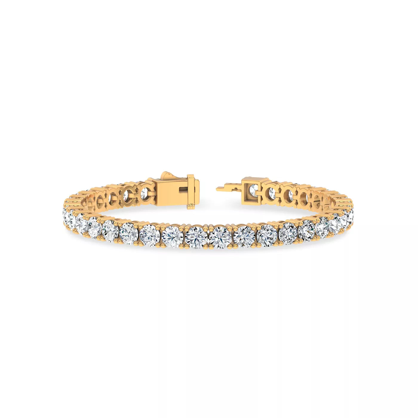 Nuit D’Or 15 CTW Natural Diamond Four-Prong Straight Tennis Bracelet in yellow gold, view 2