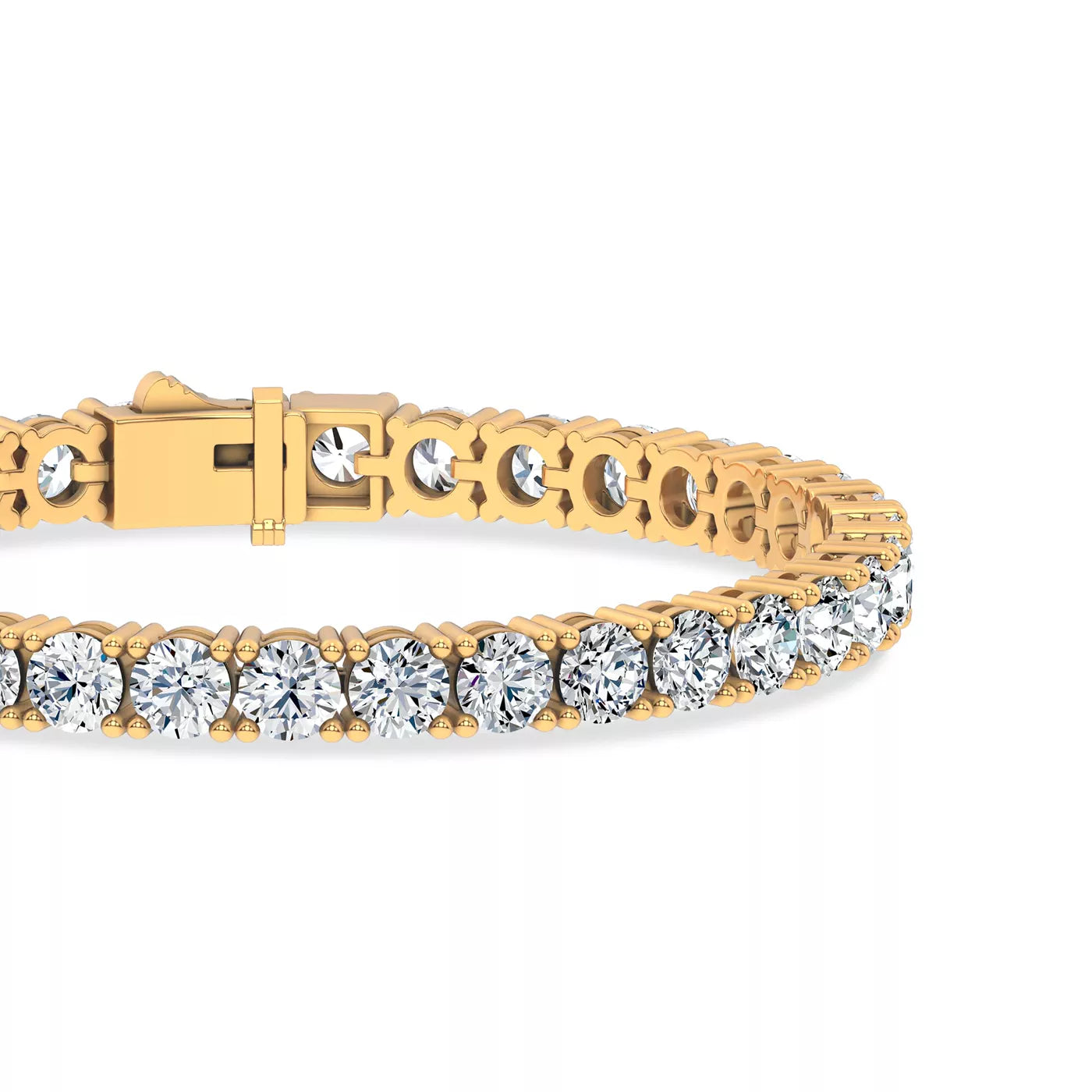 Nuit D’Or 15 CTW Natural Diamond Four-Prong Straight Tennis Bracelet in yellow gold, view 3
