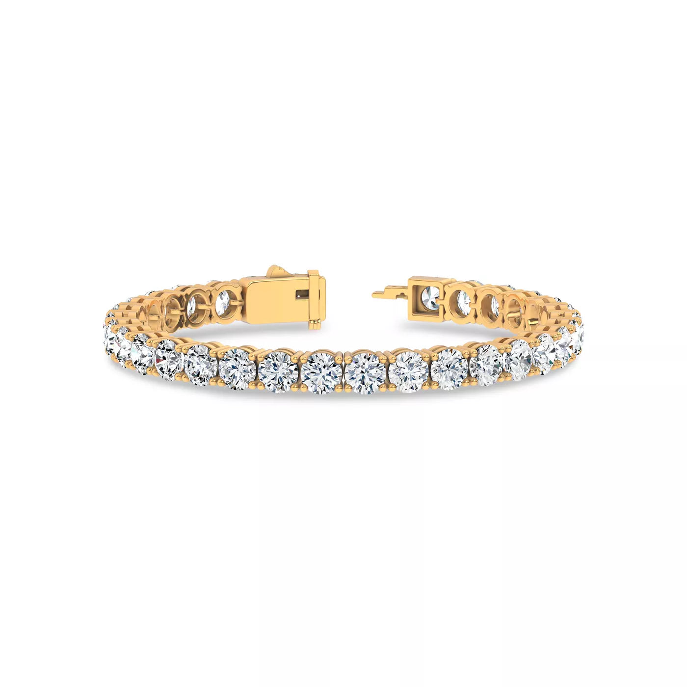Nuit D’Or 20 CTW Natural Diamond Four-Prong Straight Tennis Bracelet in yellow gold, view 2