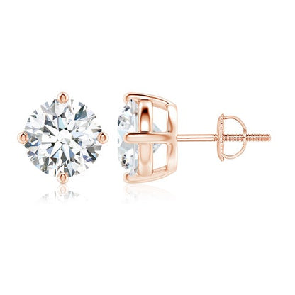 5.00 CTW 14K Lab-Grown Basket-Set Solitaire Diamond Stud Earrings