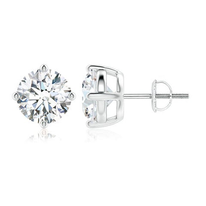5.00 CTW 14K Lab-Grown Basket-Set Solitaire Diamond Stud Earrings