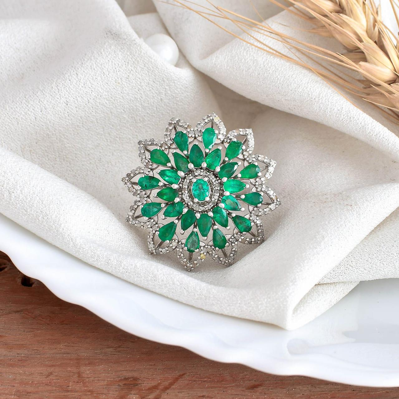 Emerald Sunburst Ring