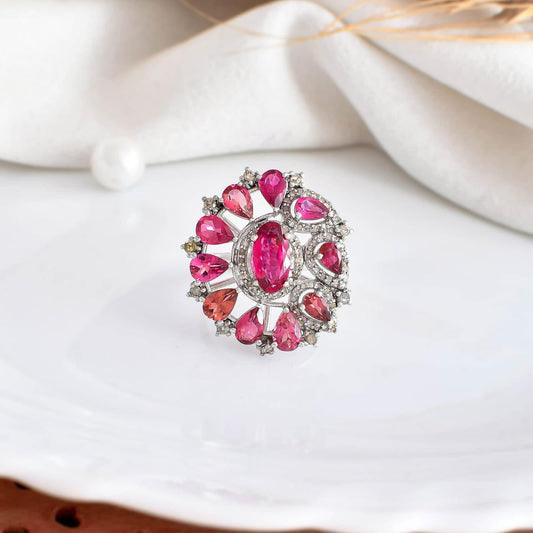 Crimson Blossom Ring