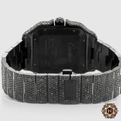 ICED OUT CARTIER
SANTOS 40MM BLACK
DIAMOND WATCH 23.5CT.