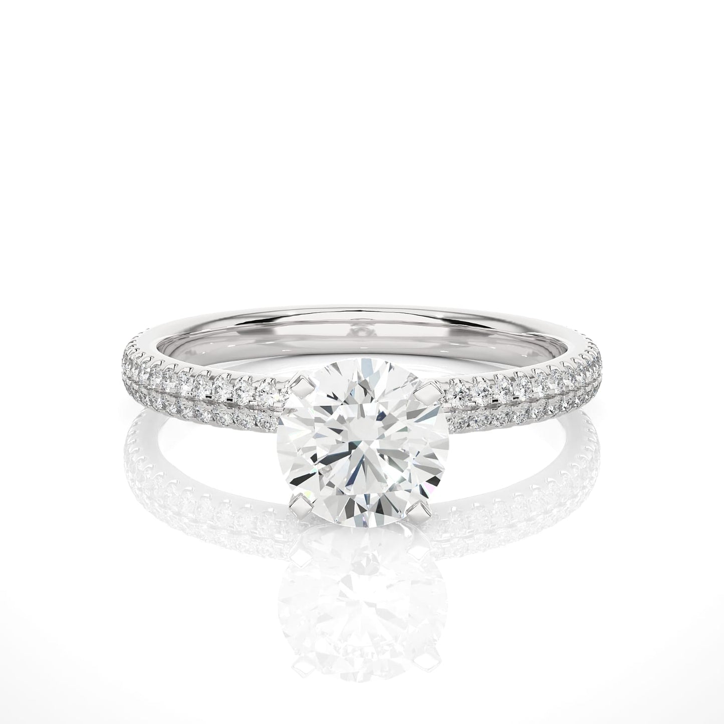 White Gold Pavé Solitaire Ring