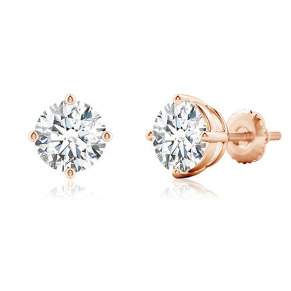 6.00 CTW 14K Lab-Grown Basket-Set Solitaire Diamond Stud Earrings