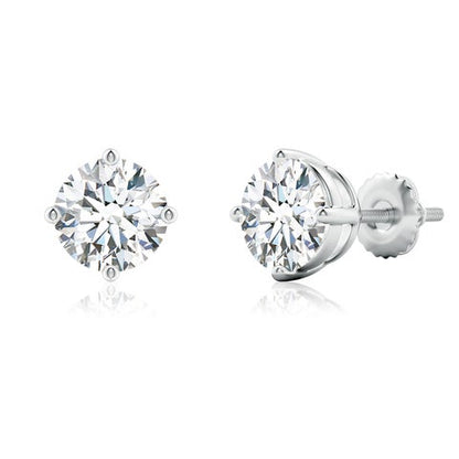 6.00 CTW 14K Lab-Grown Basket-Set Solitaire Diamond Stud Earrings