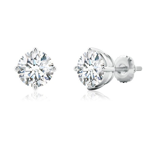 6.00 CTW 14K Lab-Grown Basket-Set Solitaire Diamond Stud Earrings