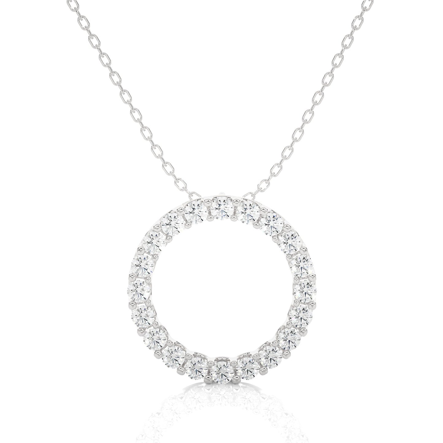 14K White Gold Diamond Circle Pendant