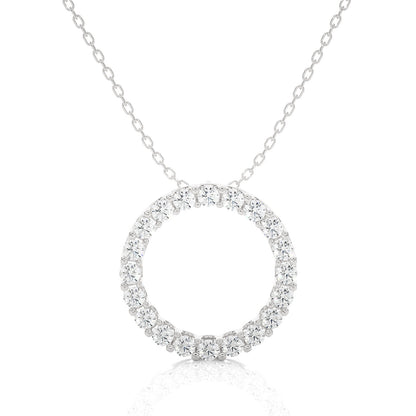 14K White Gold Diamond Circle Pendant