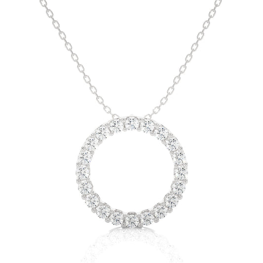 14K White Gold Diamond Circle Pendant