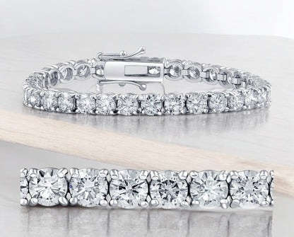 15Ct TW Natural Diamond Tennis Bracelet 7" Double Lock Clasp