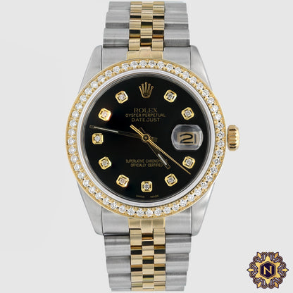 ICED OUT ROLEX
DATEJUST 36MM TWO-TONE GREEN DIAL 12.2CT.